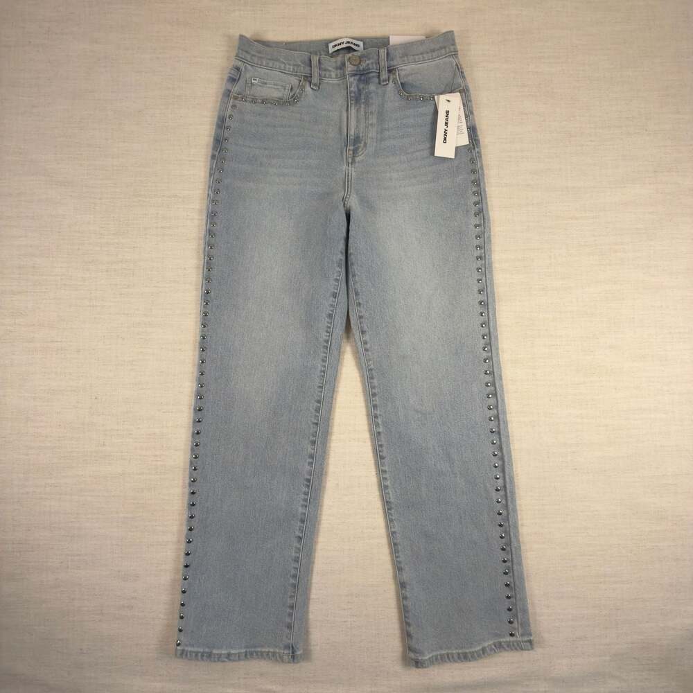 DKNY Jeans High Rise Straight Leg Studded Jeans Size 29‎
